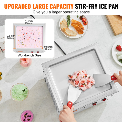 VEVOR Fried Ice Cream Roll Machine Rolled Ice Cream Maker 11 x 9,5 ιντσών Τηγάνι