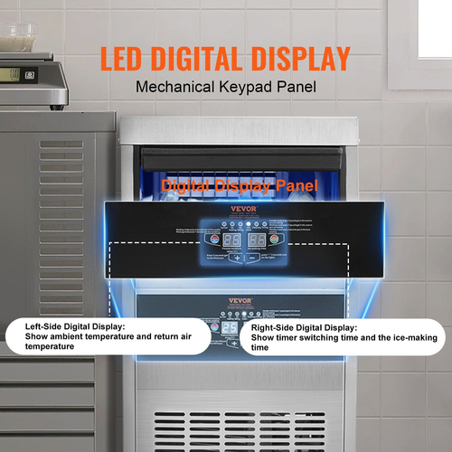 VEVOR Commercial Ice Maker Ανεξάρτητη Μηχανή Ντουλάπας 90lbs/24H 45 Ice Cubes