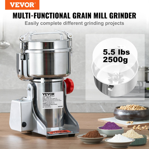 VEVOR 2500g Εμπορικός Μύλος Μπαχαρικών Ηλεκτρικός Μύλος Σιτηρών Υψηλής Ταχύτητας