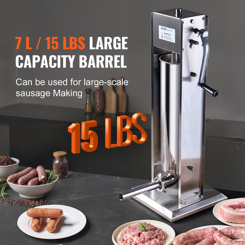 VEVOR Manual Sausage Stuffer 7 L Vertical Sausage Machine 304 Inox