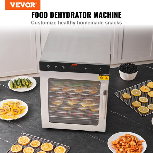 VEVOR 10 Trays Μηχάνημα αφυδάτωσης τροφίμων από ανοξείδωτο ατσάλι 800W Jerky Fruit Drying