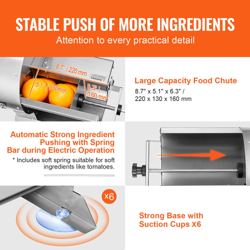 VEVOR Electric Vegetable Slicer, 0-0,5&quot;/0-12mm Πάχος Εμπορική μηχανή κοπής, μετατρέψιμο σε χειροκίνητο, μηχανή κοπής τροφίμων από ανοξείδωτο χάλυβα, μεγάλη θύρα τροφοδοσίας για πατάτα, ντομάτα