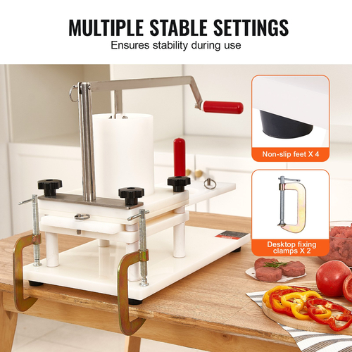 VEVOR Commercial Burger Patty Maker, 3 Convertible Mold (2/4/5-inch) Manual Beef Patty Maker, 1,5KG Hopper Μεγάλης Χωρητικότητας Μηχανή Τύπου Χάμπουργκερ, PE Meat Forming Processor with Handle &amp; Patty Paper