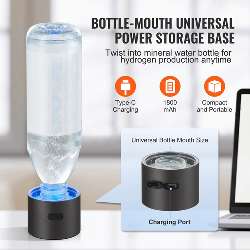 VEVOR Hydrogen Bottle Water Generator, 230 ml / 8,1 oz Capacity Portable Hydrogen Water Maker, SPE Technology Hydrogen Rich Water Ionizer Machine με ρινικό σωλήνα εισπνοής και αυτοκαθαριζόμενο