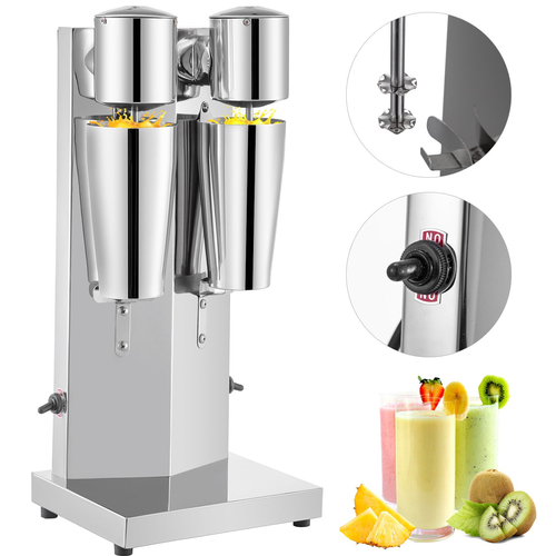 Σετ μιλκσέικ VEVOR, Ηλεκτρικός παρασκευαστής Milkshake από ανοξείδωτο χάλυβα, Μηχάνημα Milkshake 180 W, Κλασικό Milkshake Διπλής Κεφαλής με κύπελλο 800ml, Ασημένιο Μηχάνημα Παρασκευαστή Milkshake, Ρυθμιζόμενο 2 Ταχύτητες