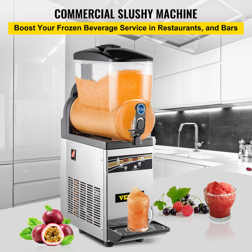 VEVOR Commercial Slushy Ice Machine, 1 x 15 L Commercial Slush Ice Machine 500 W 220 V Stainless Steel Slush Ice Machine Slush Machine 52 x 21 x 80 cm Slushy Maker Machine Machine Slush
