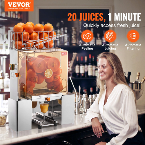 VEVOR Εμπορική μηχανή αποχυμωτή πορτοκαλιού 120W Κιβώτιο φίλτρου εξαγωγής χυμών