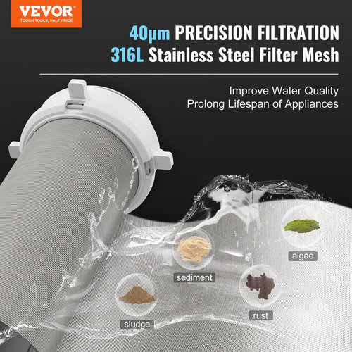 VEVOR Spin Down Filter, 40 Micron φίλτρο ιζήματος ολόκληρου σπιτιού για νερό πηγαδιών, 3/4&quot; GM + 1&quot; GM + 3/4&quot; GF, 4 T/H Υψηλός ρυθμός ροής, για συστήματα φιλτραρίσματος νερού ολόκληρου σπιτιού, Φίλτρο ιζήματος νερού πηγαδιών