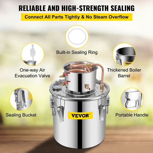 Vevor Moonshine Still Distillery Kit 9.6Gal Κιτ απόσταξης αιθέριου ελαίου με αντλία νερού