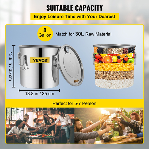 8,5 Gal Home Χρήση Moonshine Still Brewing από ανοξείδωτο ατσάλι αιθέριο έλαιο διπλού βαρελιού