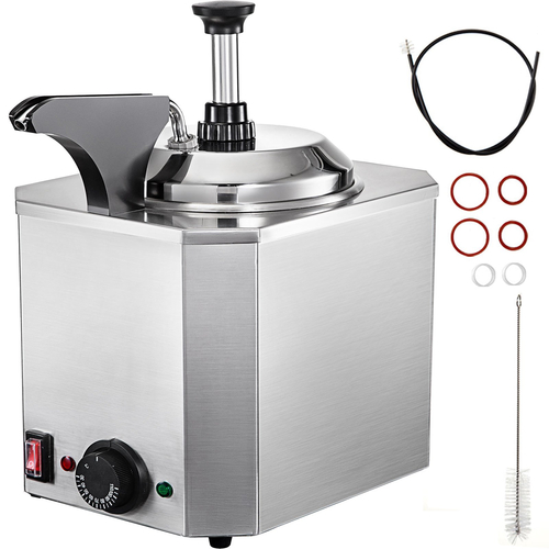 VEVOR Fudge Warmer 1 Pump Hot Cheese Pump Αντλία τυριού από ανοξείδωτο χάλυβα 30-110℃ Nacho Cheese Warmer with Heating Block Dispenser Nacho Cheese with Pump 10-30ML ανά ώρα για καυτή καραμέλα τυριού φοντάν
