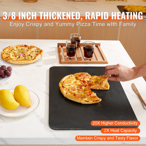 VEVOR Pizza Steel, 20&quot; x 14&quot; x 3/8&quot; Ατσάλινο πιάτο πίτσας για φούρνο, πέτρα ψησίματος πίτσας από ανθρακούχο χάλυβα με 20 φορές υψηλότερη αγωγιμότητα, βαρέως τύπου τηγάνι πίτσας ανθεκτικό στη σκουριά για εξωτερική σχάρα, εσωτερικός φούρνος