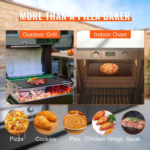 VEVOR Pizza Steel, 20&quot; x 14&quot; x 3/8&quot; Ατσάλινο πιάτο πίτσας για φούρνο, πέτρα ψησίματος πίτσας από ανθρακούχο χάλυβα με 20 φορές υψηλότερη αγωγιμότητα, βαρέως τύπου τηγάνι πίτσας ανθεκτικό στη σκουριά για εξωτερική σχάρα, εσωτερικός φούρνος