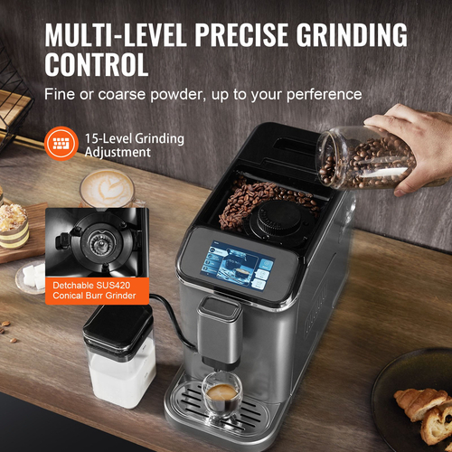 Πλήρως αυτόματη μηχανή εσπρέσο VEVOR 20 Bar με Auto Milk Frother &amp; Grinder