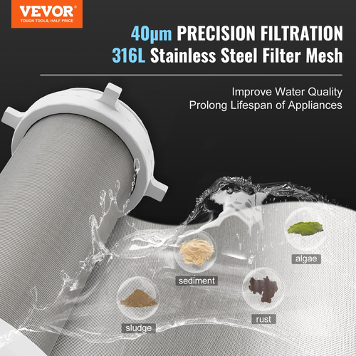VEVOR Spin Down Filter, 40 Micron φίλτρο ιζήματος ολόκληρου σπιτιού για νερό πηγαδιών, 3/4&quot; GM + 1&quot; GM + 3/4&quot; GF, 4 T/H Υψηλός ρυθμός ροής, για συστήματα φιλτραρίσματος νερού ολόκληρου σπιτιού, Φίλτρο ιζήματος νερού πηγαδιών
