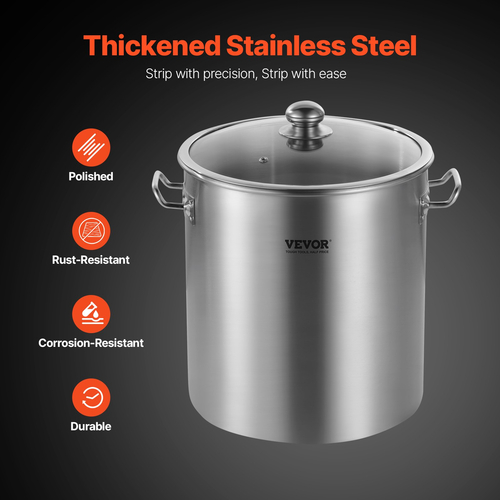 VEVOR 24QT από ανοξείδωτο ατσάλι Stockpot Μαγειρική κατσαρόλα κουζίνας με λαβή καπακιού