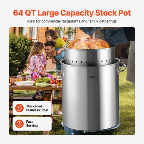 VEVOR 64QT από ανοξείδωτο ατσάλι Κατσαρόλα μαγειρικής κουζίνας για σάλτσα με καπάκι καλαθιού