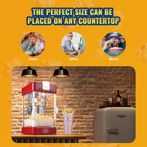 VEVOR Μηχάνημα Popcorn Popper Επιτραπέζιο Popcorn Maker 300W 2,5 Oz Red