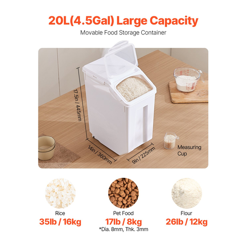 VEVOR 4,5 Gal/20L Μεγάλο δοχείο αποθήκευσης συστατικών αεροστεγές κάδος αλευριού κουζίνας