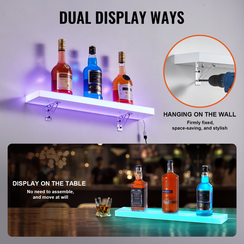 VEVOR Επιτοίχια οθόνη LED Lighted Liquor Bottle Ralf Home Bar 24&quot; 1-Step