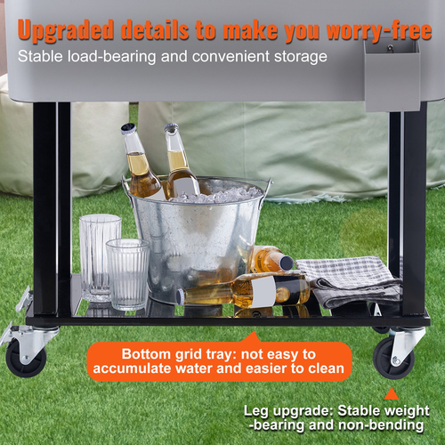 VEVOR Rolling Ice Chest Cooler Cart 80 Quart, Φορητό Bar Drink Cooler, Beverage Bar Stand Up Cooler με ρόδες, ανοιχτήρι μπουκαλιών, λαβές για αίθριο, πίσω αυλή, πάρτι και πισίνα, γκρι, καταχωρισμένο στο FDA