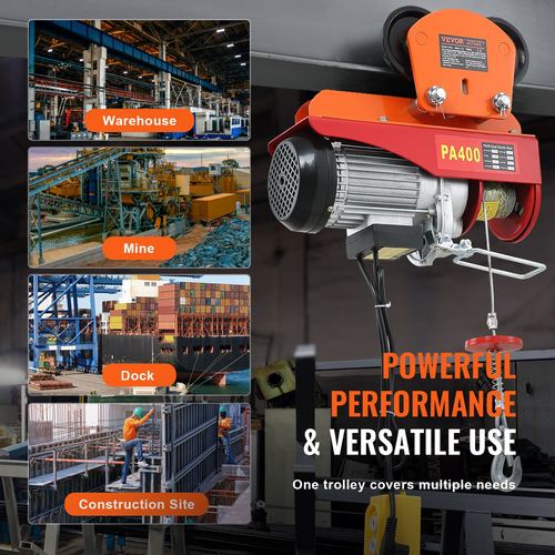 VEVOR Electric Hoist Manual Trolley, 1100 lbs/0,5 Ton Capacity for PA200 PA250 PA300 PA400 PA500, Push Beam Trolley with Dual Wheels, 2,36&quot;-4,72&quot; Ρυθμιζόμενο πλάτος καμπυλότητας φλάντζας για ευθεία