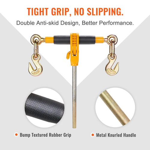 VEVOR Ratchet Chain Binder 2PCS, 3/8&quot;-1/2&quot; Heavy Duty Load Binders, with G80 Chains 12000 lbs Secure Load Limit, Labor-saving Anti-skid Handle, Tie Down Hauling Chain Binders for Flatbed Truck Trailer