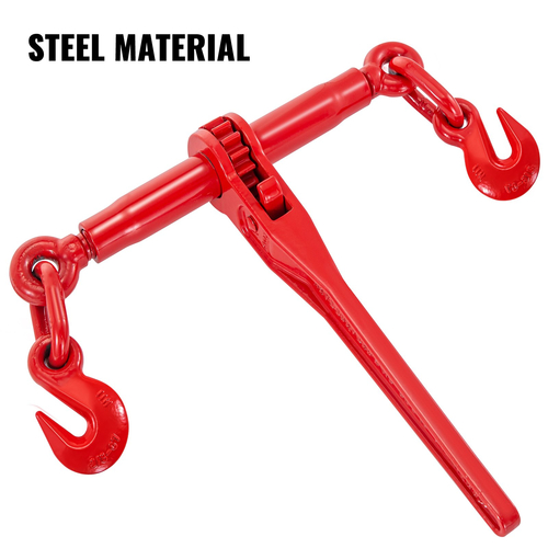 VEVOR 9215LBS 3/8&quot; – 1/2&quot; Ratchet Binders 9.215 LBS Ασφαλές φορτίο εργασίας, γάντζοι G70 και ρυθμιζόμενο μήκος, για αλυσίδες βαθμού 70-80, δέσιμο, έλξη, ρυμούλκηση, 2-συσκευασία, κόκκινο