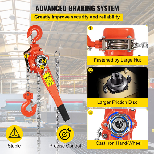 VEVOR 3T Chian Hoist Lever Chain Hoist 6M 6600lbs 20ft Ratcheting Lever Block Chain Hoist Come Along Puller Puller for Warage Garage
