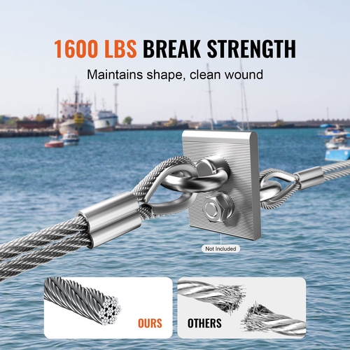 VEVOR T316 Καλώδιο από ανοξείδωτο χάλυβα 1/8&quot; 7x7 Ατσάλινο Συρματόσχοινο 100 πόδια Κάγκελα καλωδίου