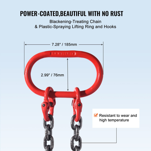 VEVOR 5/16&quot; x 6&#039; Chain Sling 2 Legs G80 Lifting Chain with Grab Hooks 6600 lbs