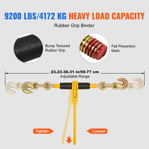 VEVOR Chain and Binder Kit 3/8&quot;-1/2&quot; Ratchet Load Binder 3/8&quot; x 10&#039; Chain 2 Pack