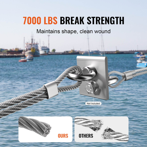 Καλώδιο VEVOR Carbon Steel 1/4&quot; 7x19 Strands Steel Wire Rode 250 ft Cable Rail