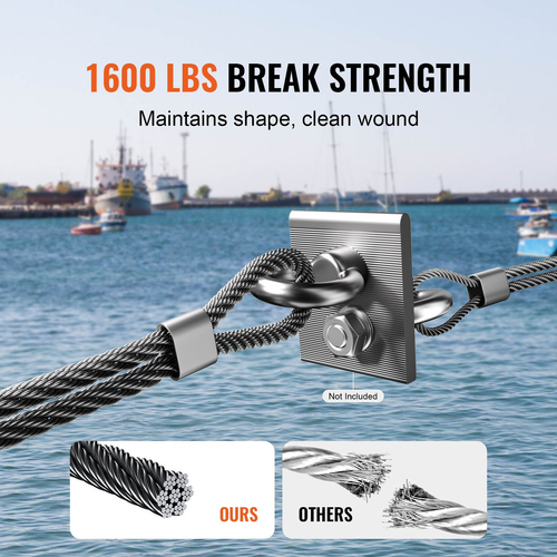 VEVOR T316 Καλώδιο από ανοξείδωτο χάλυβα 1/8&quot; 7x7 Ατσάλινο Συρματόσχοινο 500 πόδια Κάγκελα καλωδίων