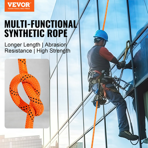 VEVOR Arborist Tree Climbing Rope Double Braid Polyester 3/4&quot; x 220&#039; 24-Strand