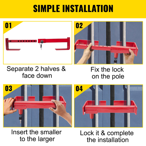 VEVOR Cargo Container Lock 9,84&quot;-17,32&quot; Απόσταση κλειδώματος Semi Truck Door Locks with 2 Keys Shipping Accessories Container Red-powder-coured with Spring Lock for Fixed Container and Semi Trailer Box
