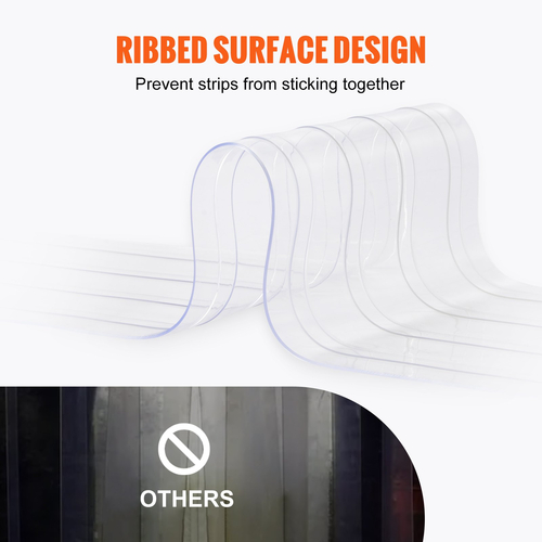 VEVOR strip curtain, 100&#039; Length x 12&quot; Width x 0,12&quot; Door, Clear Ribbed PVC Curtain strip Door Bulk Roll, Πλαστικές λωρίδες πόρτας για την πόρτα του σούπερ μάρκετ, γκαράζ, αποθήκη, αχυρώνα, σπίτι ζώων συντροφιάς