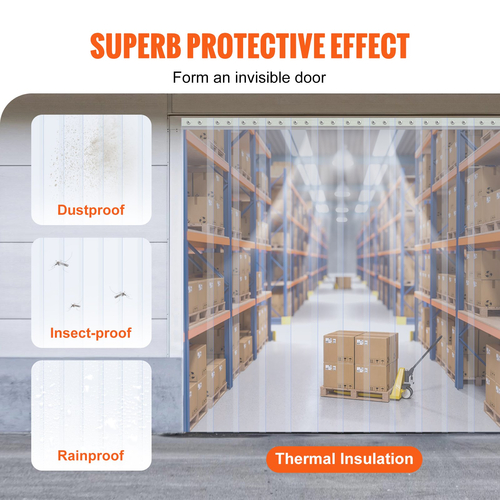 VEVOR strip curtain, 100&#039; Length x 12&quot; Width x 0,12&quot; Door, Clear PVC Smooth Curtain strip Door Bulk Roll, Πλαστικές λωρίδες πόρτας για την πόρτα του σούπερ μάρκετ, γκαράζ, αποθήκη, αχυρώνα, σπίτι ζώων συντροφιάς