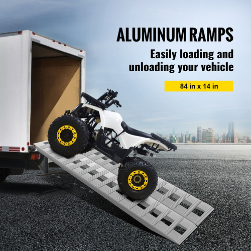 VEVOR 84&quot;x14&quot; Ράμπες φόρτωσης αλουμινίου 6000Lbs Ρυμουλκούμενο αυτοκινήτου Truck Hook End 1 Pair