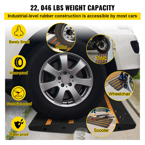 VEVOR Driveway Curb Ramp, 3 πακέτα 1 Channel Curb Bridge, 22046lbs Capacity Rubber Driveway Curb Bridge, Rise Curbside Bridge Ramp 2,6&quot; for Driveway, Loading Dock, Garage, Sideway, Car, Truck, Scooter
