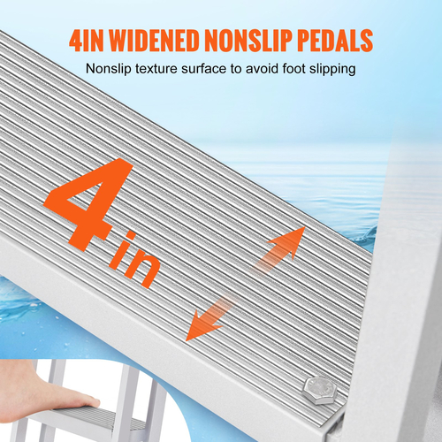 VEVOR Aluminium Dock Ladder Boat Dock Ladder 55,1-67,1 ίντσες ρυθμιζόμενο ύψος 4 σκαλοπάτια