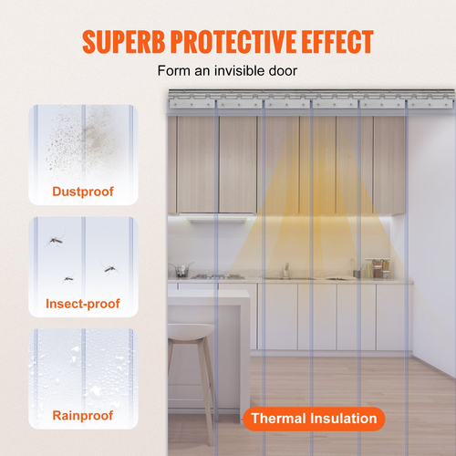VEVOR λωρίδα κουρτίνα PVC Κουρτίνα πόρτας 38&quot; x 84&quot; Cooler Freezer Clear Plastic