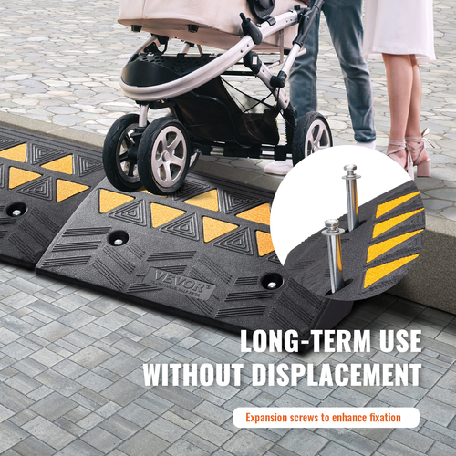 VEVOR Rubber Curb Ramp 2 Pack, 5&quot; Rise Height Heavy-Duty 33069 lbs/15 T ράμπες κατωφλίου χωρητικότητας, ράμπες οδήγησης με σταθερή δομή πλέγματος για αυτοκίνητα, αναπηρικά αμαξίδια, ποδήλατα, μοτοσικλέτες