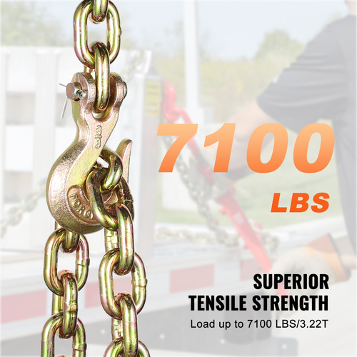 VEVOR Binder Chain G80 Tie Down Tow Chain with Two Hooks 3/8&quot; x 10,3&#039; 7100 lbs