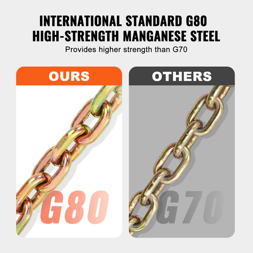 VEVOR Binder Chain G80 Tie Down Tow Chain with Hooks 3/8&quot;x10,3&#039; 2 Pack 7100 lbs