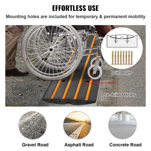 VEVOR Curb Ramp, 2,6&quot; Rase Rubber Driveway Ramps, Heavy Duty 33069 lbs ράμπα κατωφλίου χωρητικότητας, ράμπες γέφυρας πεζοδρομίου για φόρτωση στο πεζοδρόμιο αποβάθρας γκαράζ, επεκτάσιμο σετ πλήρους ράμπας