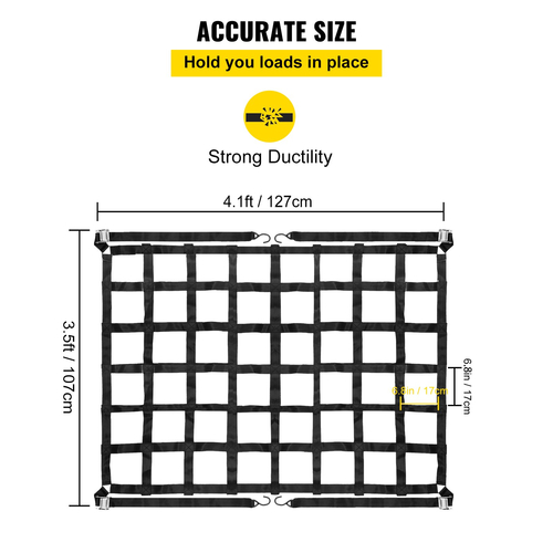 VEVOR 3,5&#039;x 4,1&#039; Cargo Net Capacity 1100LBS Truck Bed Cargo Net Δίχτυα φορτίου βαρέως τύπου για φορτηγά με S-Hook