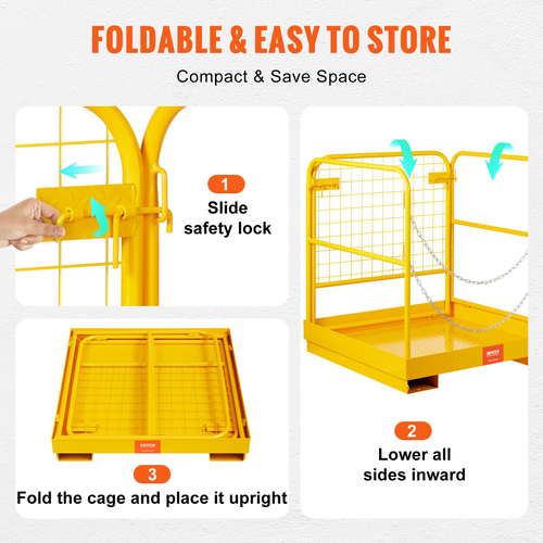 VEVOR Forklift Safety Cage Work Platform 36X36in 1200lbs Αναδιπλούμενο για Aerial Job