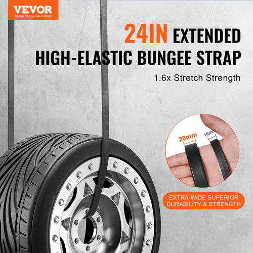 VEVOR 10 τεμ. Flat Bungee Cord Set 20 mm Heavy Duty Bungee λουράκια με S-Hook