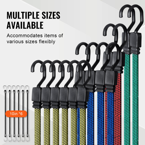 VEVOR 32 Pcs Flat Bungee Cord Set 17 mm Heavy Duty Bungee Ιμάντες με J-Hokks